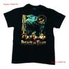 Attack On Titan New Adult T Shirt Soldiers Firing Guns Along Wall Below Titans Vintage Washed Casual Slightly Homme Stretched
