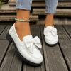 Women's Retro Thick Sole Chunky Heel British Style Bow Loafers.