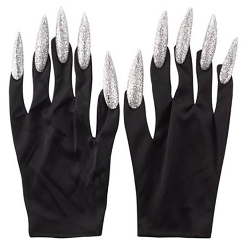 Scary Fingernails Claw Gloves with Shining Long Nails Party Decorations Props