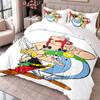 Asterix und Obelix 3-teiliges Bettwäsche-Set Bettbezug mit zwei Kissenbezügen für Schlafzimmer Heimdekoration