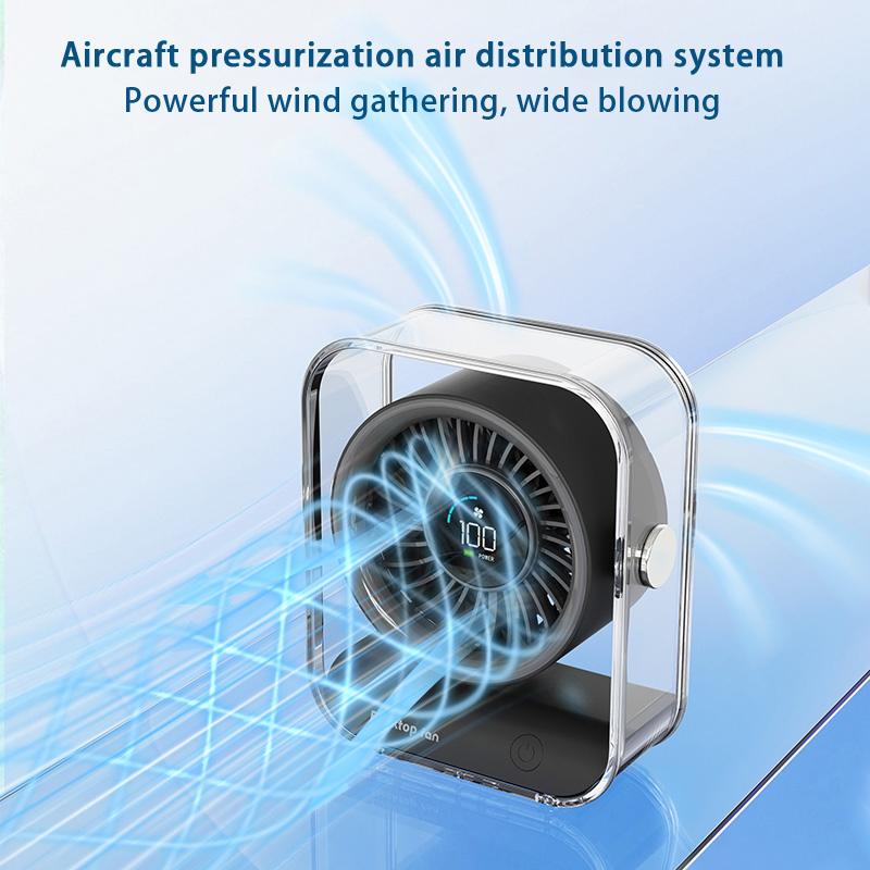 LED Digital Display Mini Desktop Fan Big Wind Quiet Circulation Fans USB Rechargeable Air Circulator Fan Home Mini Desktop Fan