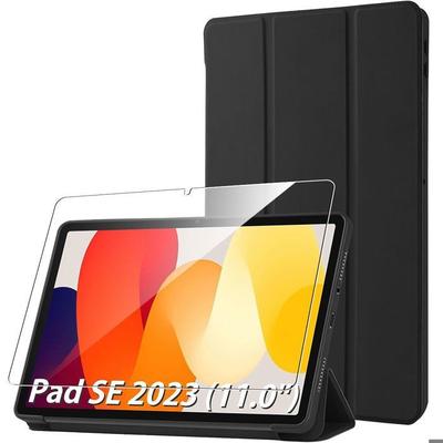 Case + Tempered Glass - for Xiaomi Redmi Pad SE - 11 Inches - Shockproof - Built-in Stand - Black