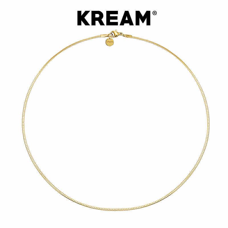

Kream Basic Fine Gold-Plated Encrypted Cuban Necklace Men s Hip Hop Women s Same Clavicle Chain Fashion Trendy 2Mm45Cm