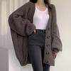 Plus Size Women Sweater Autumn Winter Loose Knitting Korean Lantern Sleeve Cardigan Single Breasted Oversized Sweaters