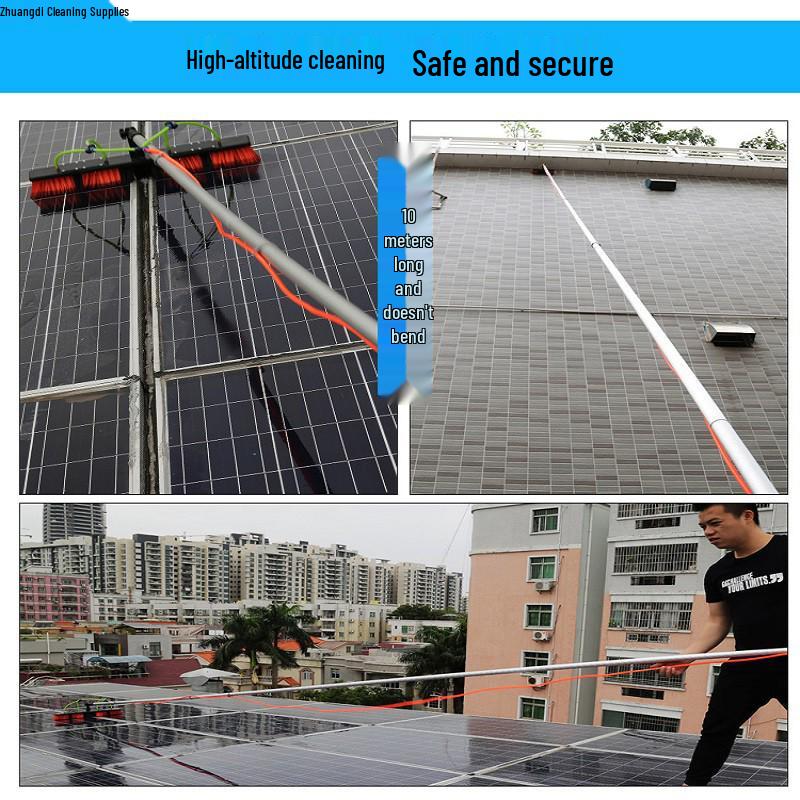 Portable Telescopic Solar Panel Cleaning Brush with Water Flow