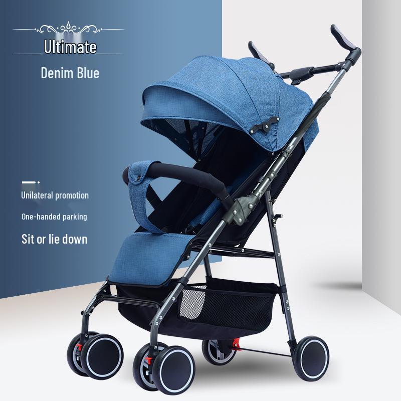 

Портативная детская коляска с высоким положением сиденья, двумя положениями, амортизацией и складыванием одной кнопкой