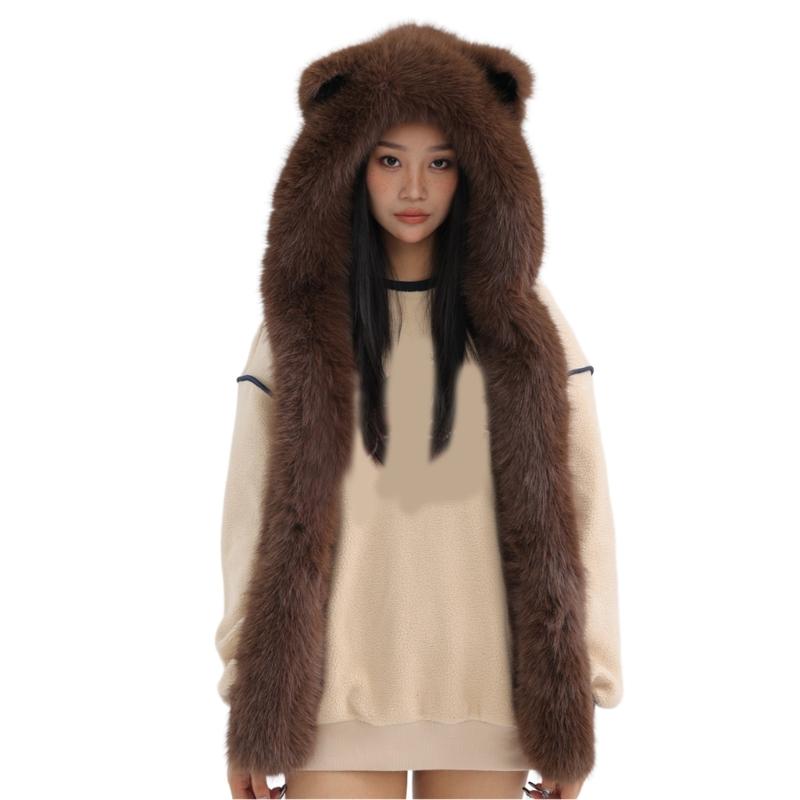 Thicken Warm Scarf Hat Lovely Foxs Ears Women Hat Outdoor Earflap Children Hat for Winter Warmth and Fashionable Look