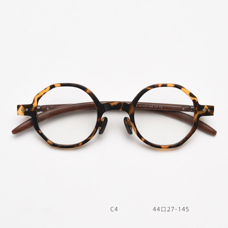 Vintage Round Anti Blue Light Reading Glasses Men Women Fashion Polygon Wood Grain Small Frame Lightweight Eyeglasses Plus +2 +5