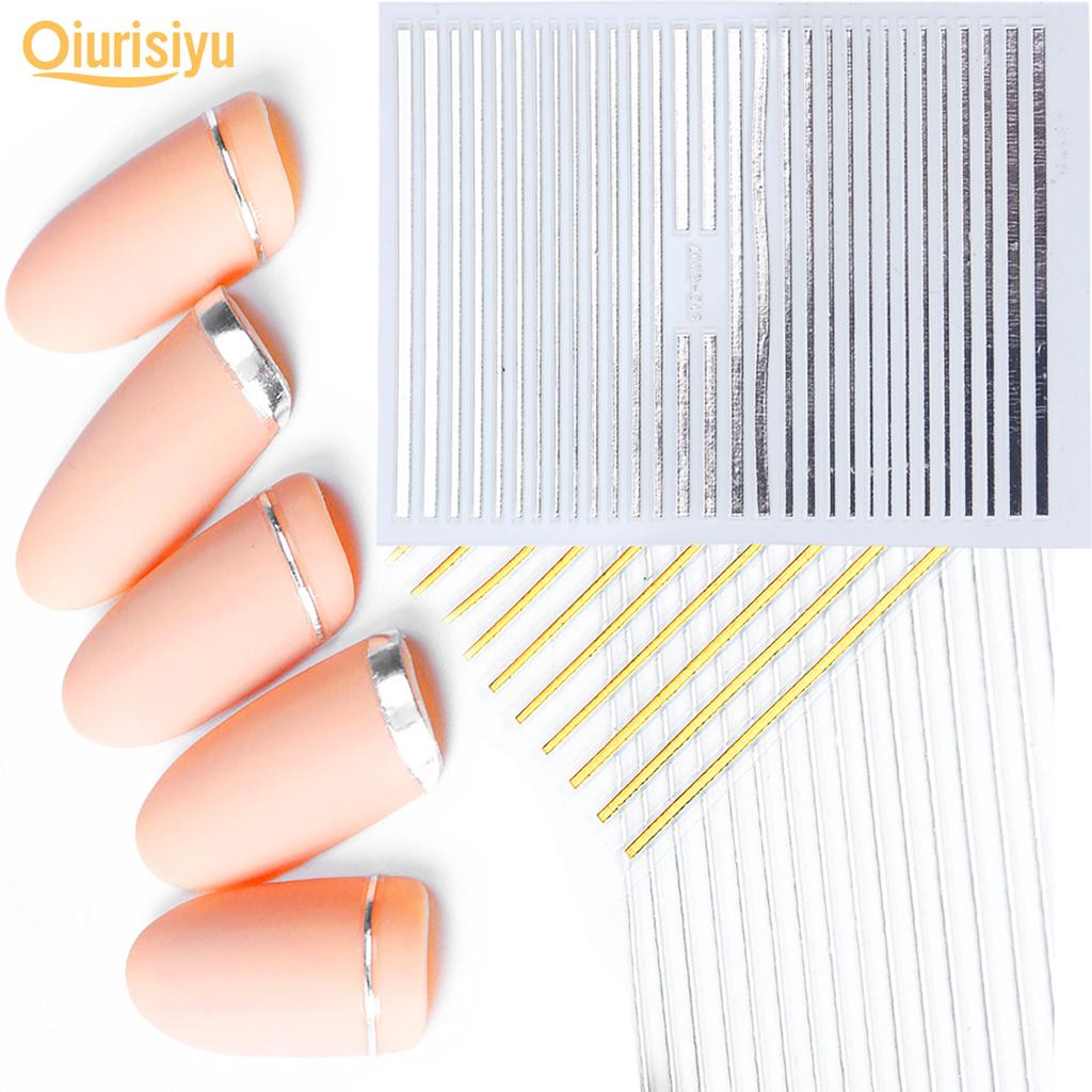 Gold Colour Geometry Shapes Nail Art Sticker