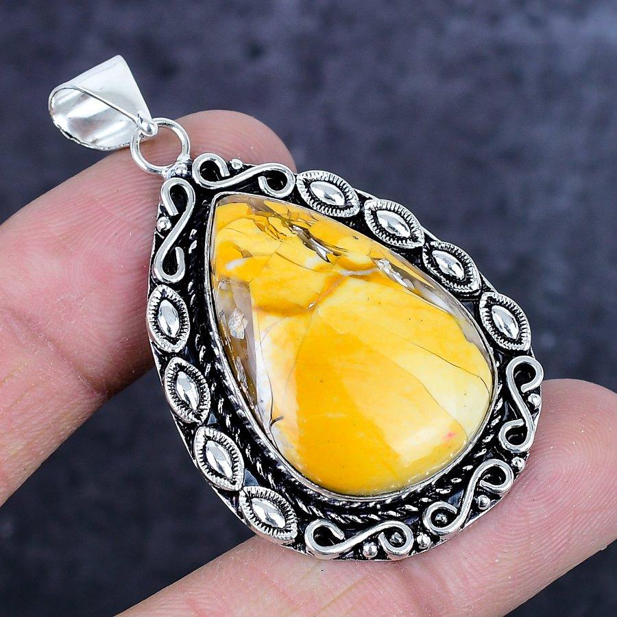 Natürlicher gebrochener Mookait Edelstein 925 Sterling Silber Anhänger 2,25" ETC-14249