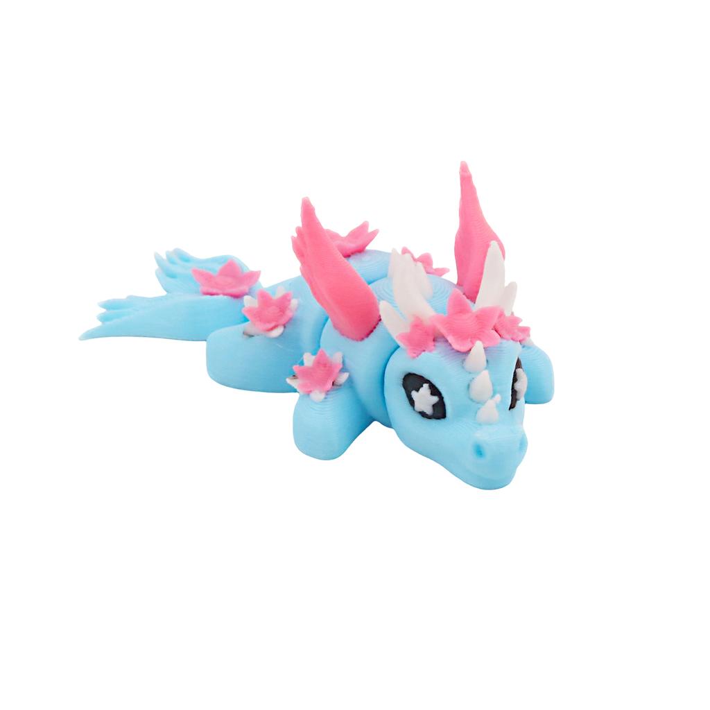 3D Printed Colorful Flower Dragon, Mini Miniature Dragon Model, Desktop Decoration, Home Collectible Gift