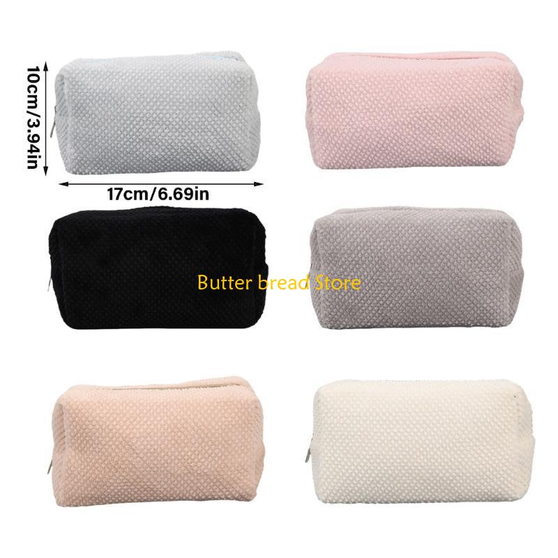 W89C Large Capacity Plush Pen Case Corduroy Pen Pouches Zippered Pen Bag for Women