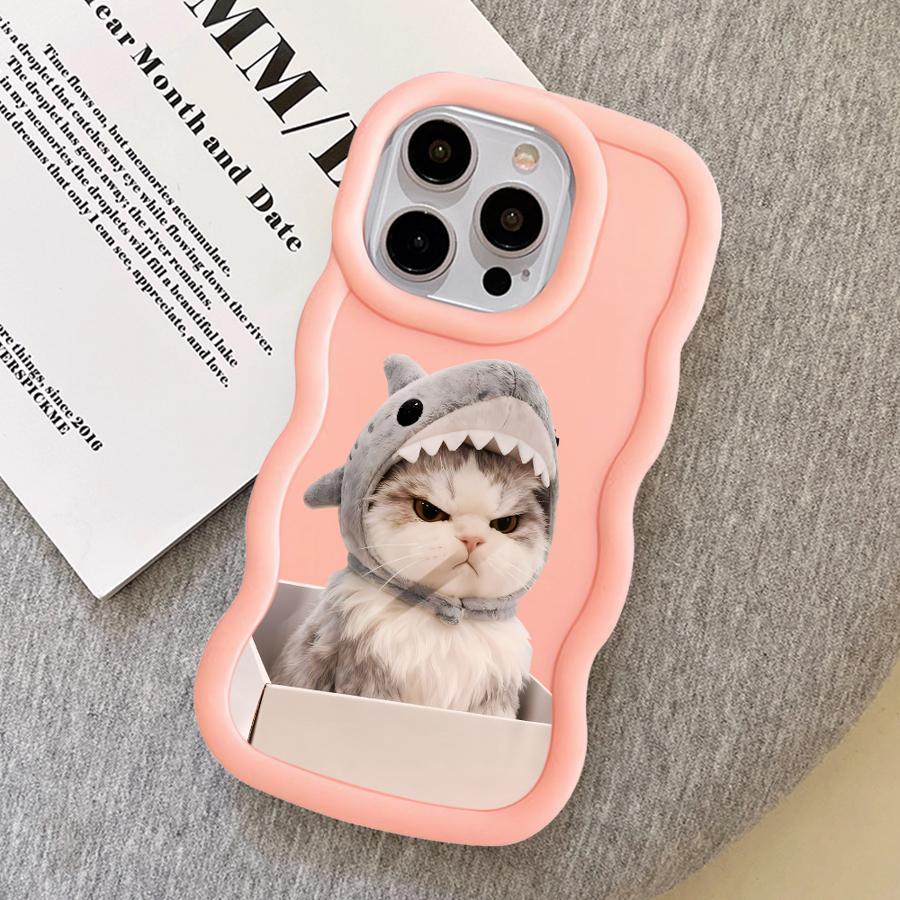 Angry Cat Bow Case for iPhone 15 Plus 12 16 Pro Max 8 11 XR 14 13 17 Air Soft Phone Cover