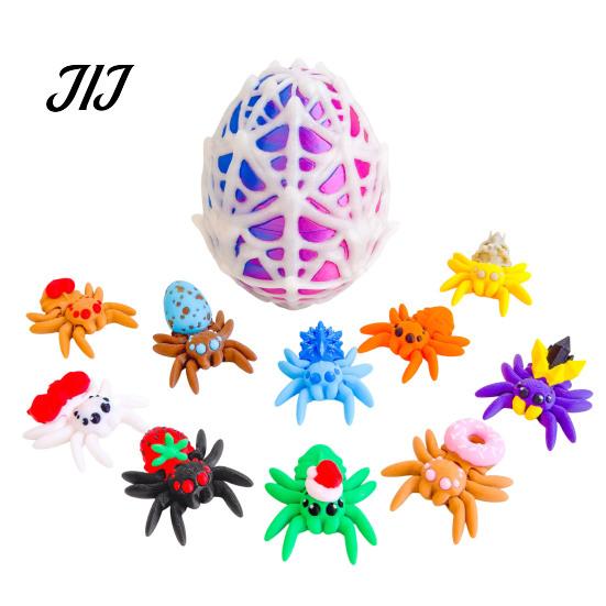 Halloween Scavenger Hunt Supplies Spider Figurine, 3D Printed Articulated Joint with Glow Sensory Fidget Toys in Dark Eggs, Spooky Decor for