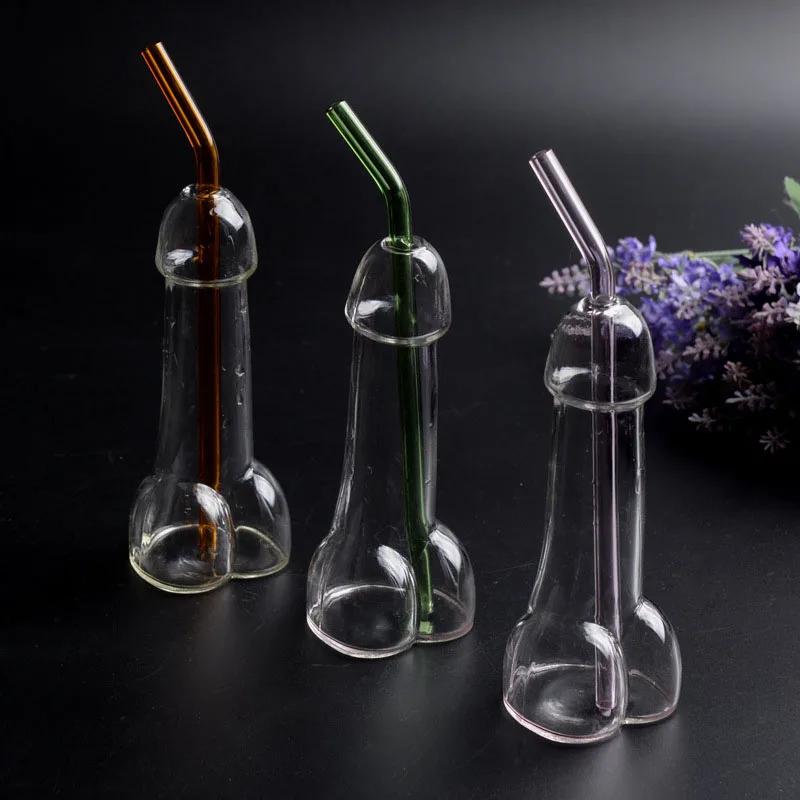 Wine Glasses Cup Genital Penis Glass Cup Dick Cocktail Drinkware Party Beer Cup Funny Interesting Cups Mug Bottle Straw