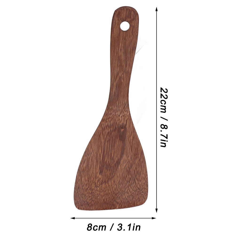 2 Pcs Long Handle Cooking Spatula Solid Wood Kitchen Scoop Rice Spatula Non-stick Pan