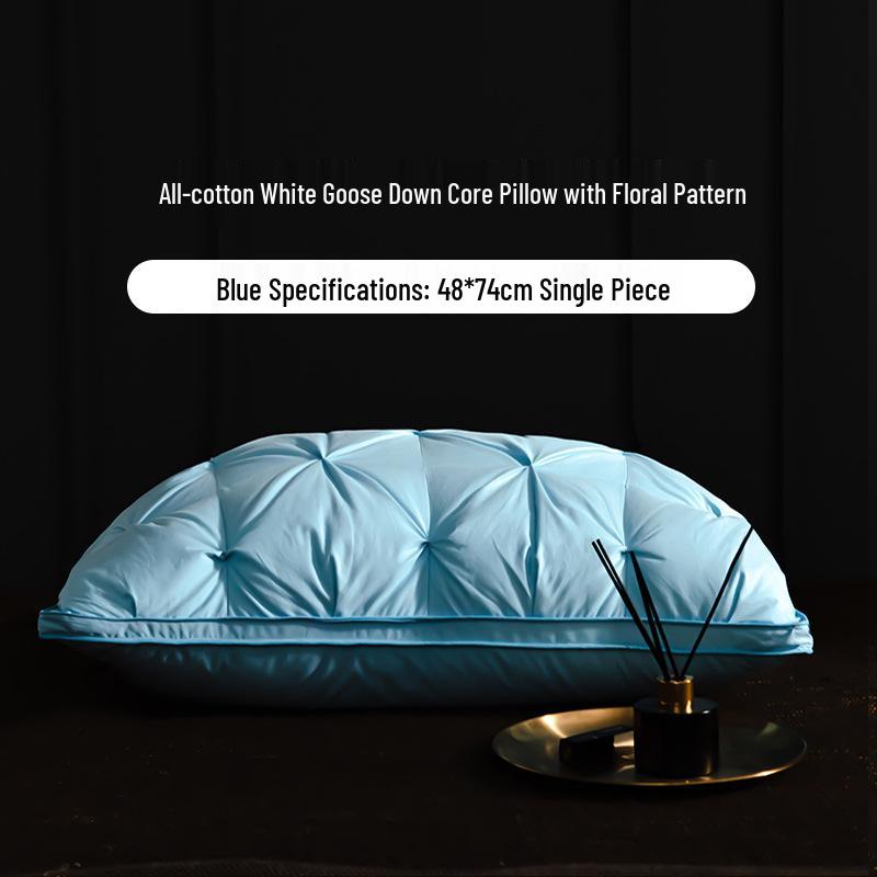 Luxury Goose Down Pillow with Cotton Cover for Neck Support