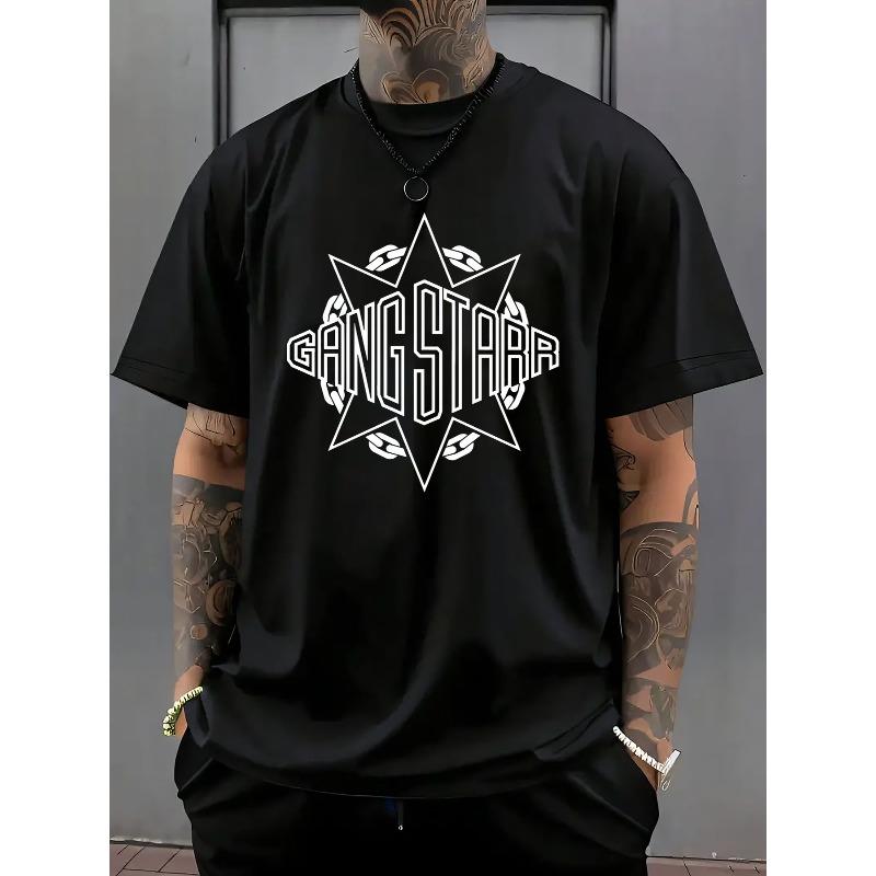 

Men s Plus Size GANGSTAR Graphic Black T-Shirt - Fashion Tee , Perfect for Stylish Streetwear Look, Ideal for Everyday Casual Wear and Trendy Outfits S чёрный