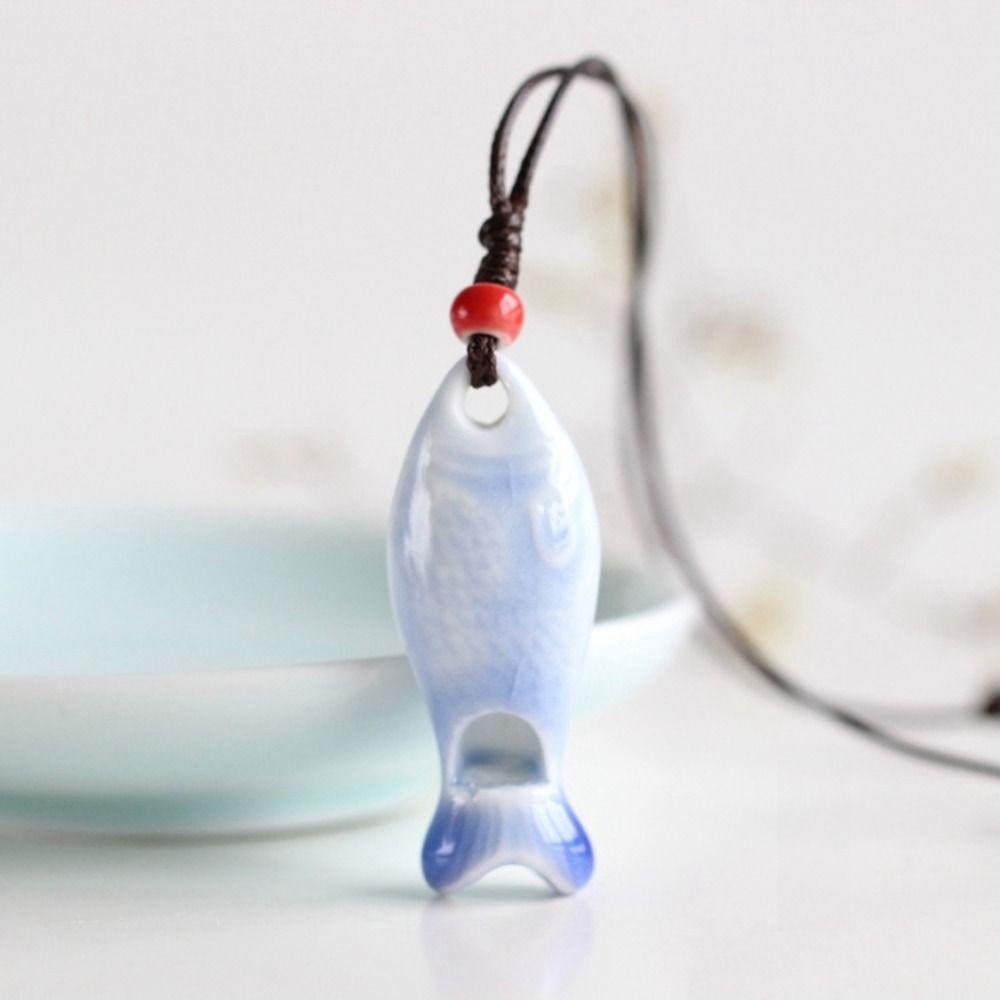 Delicate Ceramic Fish Pendant Smooth Boho Ethnic Necklace Cute Porcelain Necklace  Friend