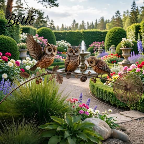 Heilgarten-Dekoration Vogel Blumen-Spieß Rustikale Metall-Hofkunst-Dekorationen mit Löwenzahn-Akzent Außen-Dekoration Wetterfeste Skulptur für