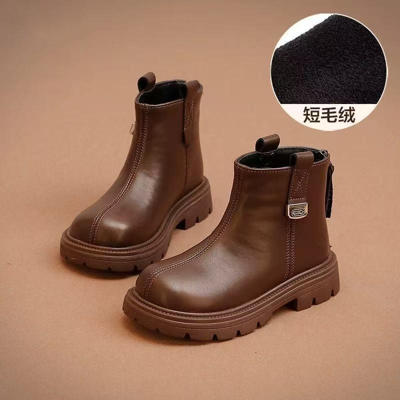 

Ботинки для девочек Детские ботинки Мартин Ботинки маленькой принцессы 2025 Новые осенне-зимние Модные маленькие кожаные ботинки для малышек 37