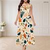 Women Plus Size Round Neck Triple Keyhole Sleeveless Geometric Printed Long Dress