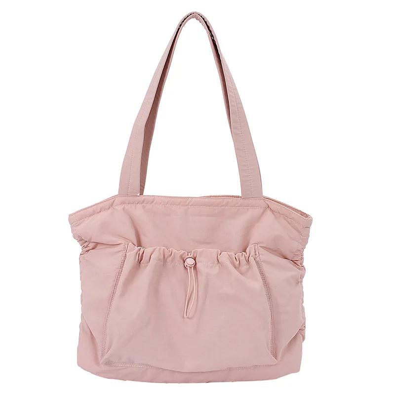

Large Capacity Tote Shoulder Bag Fashion Canvas Nylon Work Commuting Bucket Bag for Women Handbag Travel Drawstring Tote Bag