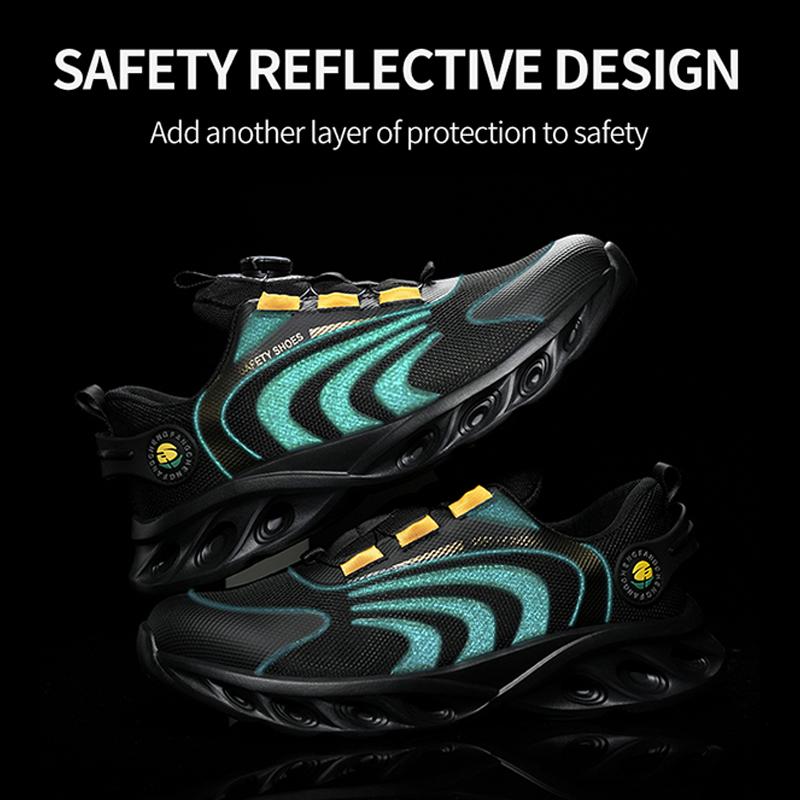 Rotary Buckle Men Safety Shoes Work Boots Safety Steel Toe Shoes Men Anti-Smash Anti-Puncture Work Sneakers Indestructible Shoes