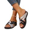 Außenhandel Übergröße Flachboden Keilabsatz Lässige Hausschuhe 2025 Neu Kreuzriemen Einfarbig Zehenfrei Fischmaul Pantoletten
