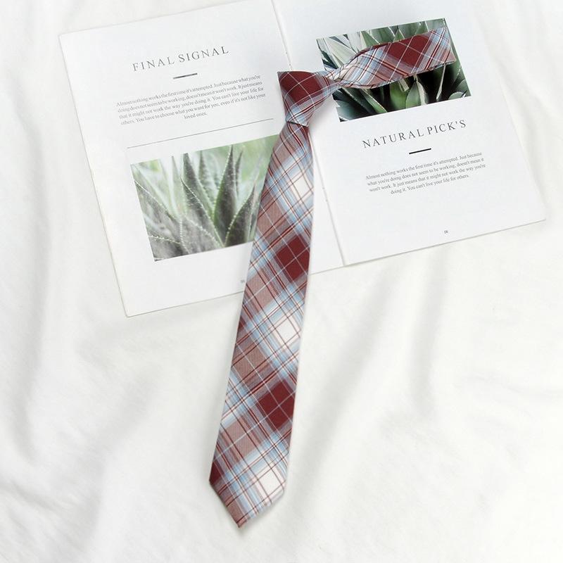 Lemon Sea Salt Plaid School Uniform Tie - Handmade Japanese Academy Style for Men & Women