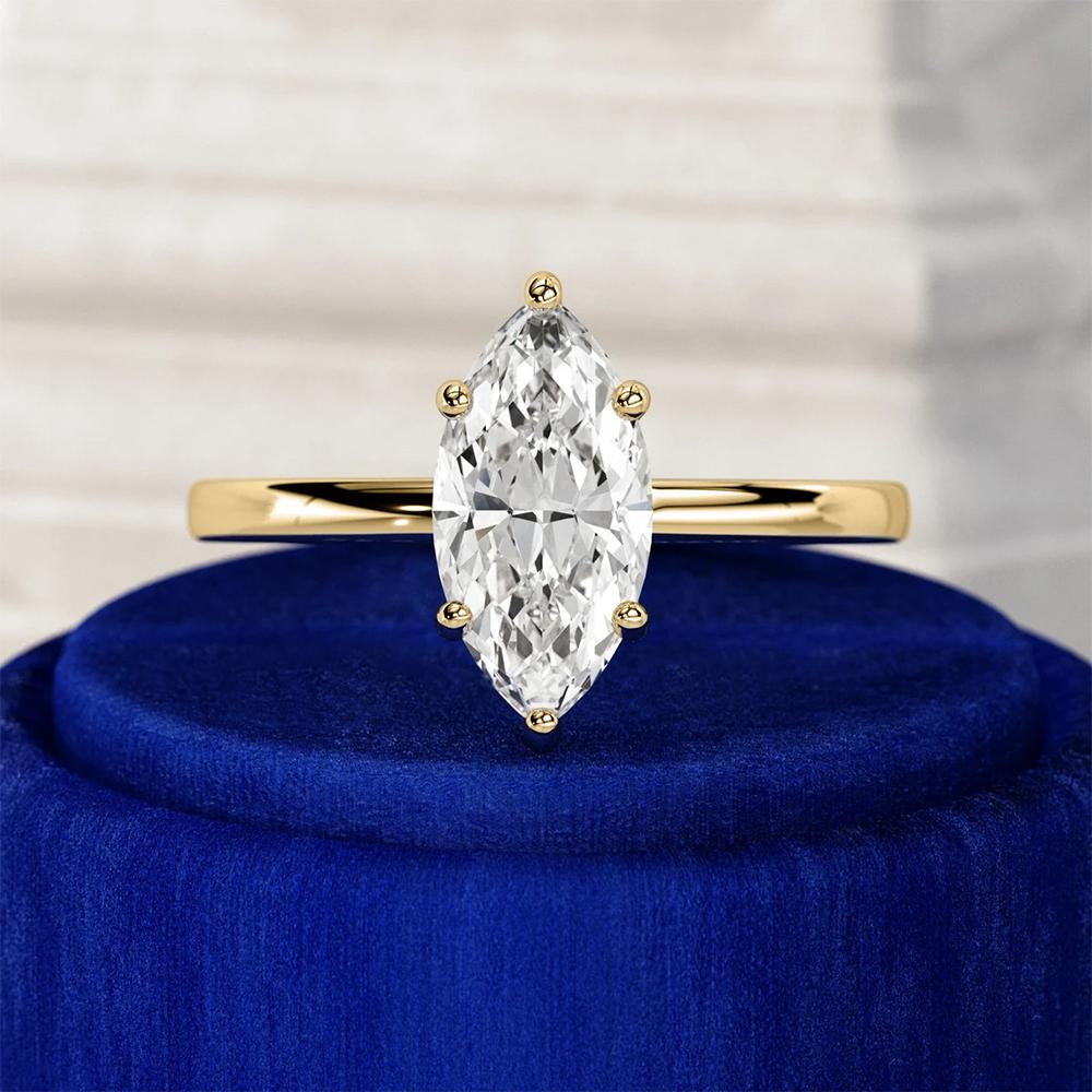 1CT 2CT 3CT Marquise Cut Solitaire Moissanite Engagement Ring For Women Copper6 Prong Wedding Band With Certified