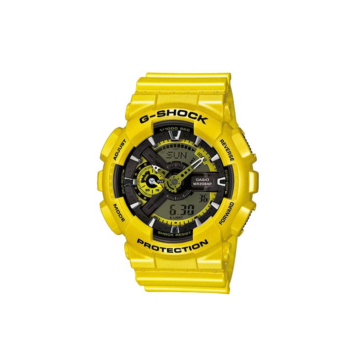 

CASIO Men Liquid Crystal/Analog Dual Display Series Black Watch GA-110NM-9A GA-110NM-9A Bright Yellow Strap