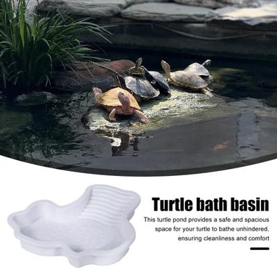Yousheng Tortoise Water Bowl with Ramp 2-in-1 Large Reptile Feeding Dish Bathing Pool Aquarium Ornament for Lizard Gecko Turtle Snake Bearded Dragon