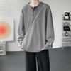 2025 Autumn Men Casual Long Sleeve T Shirts Men Solid Color Neck T-Shirts Man Loose Hip Hop Casual Tops Tees