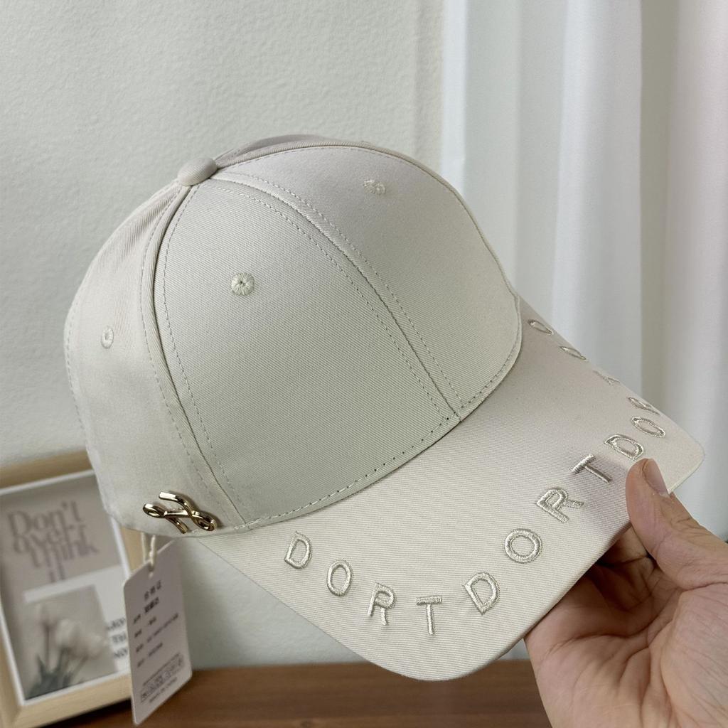 Fashion Hat Korean Version Versatile Solid Color Alphabet Embroidery Curved Brim Shade Baseball Cap Korean Khaki Trendy Men's and Women's Cap