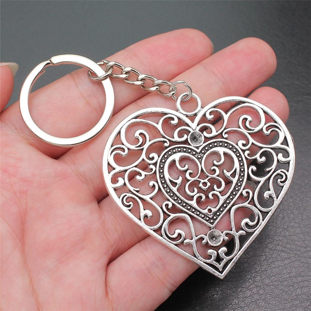 28mm Key Ring Couple Heart Love Minimalist Jewelry Components QY016
