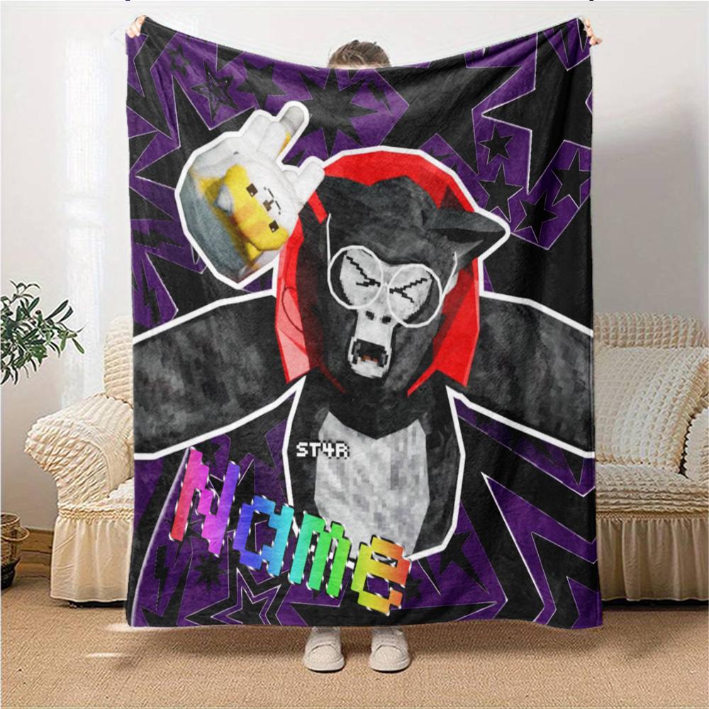 Custom Name Gorilla Party Celebration Party Blanket For Couch Bed Plush Cozy Fuzzy Blanket Super Soft Warm Blankets For Fall And Winter 091696