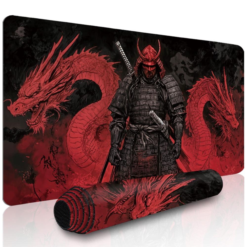 Japanese Samurai And Red Dragon Pattern AntiSlip And Durable Keyboard Pad For Desktop Protection Suitable For Pc Accessories