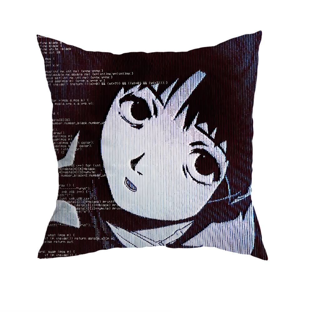Serial Experiments Lain Pillow Case Square DoubleSided Printing Short Plush Sofa Cushion Cover Bedroom Bedside Pillow