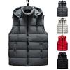 Men's Winter Trend Wear Loose Thick Down Cotton Clip Multi-pocket Solid Color Casual Hooded Vest Coat
