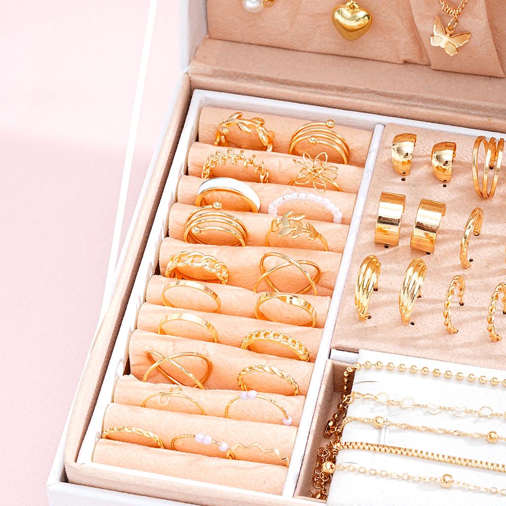 51 Pcs Elegant Boho Metal Earrings Ring Necklace Bracelet Jewelry Set Ankles For Women Parties Daily Versatility Holiday Gifts