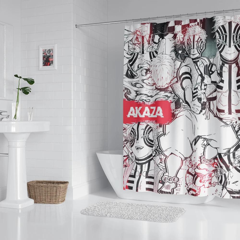 Anime Bathroom Shower Curtain With Hooks, Decorative Bathroom Curtains And Accessories