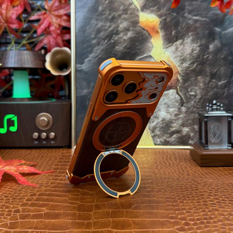 iPhone 14 Pro Max Walnut Wood Case with Magnetic Stand