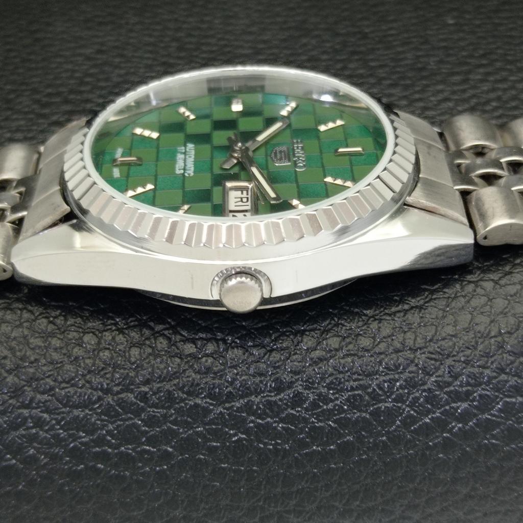 REFURBISHED JAPAN MADE SEIKO 5 AUTOMATIC MENS WATCH GREEN DIAL CUSTOM A440034-2 QV90-a440034