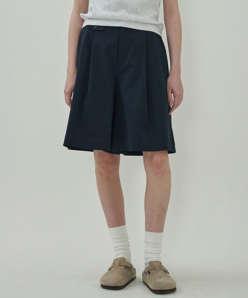 MOTT Button Wide Half Pants - Navy