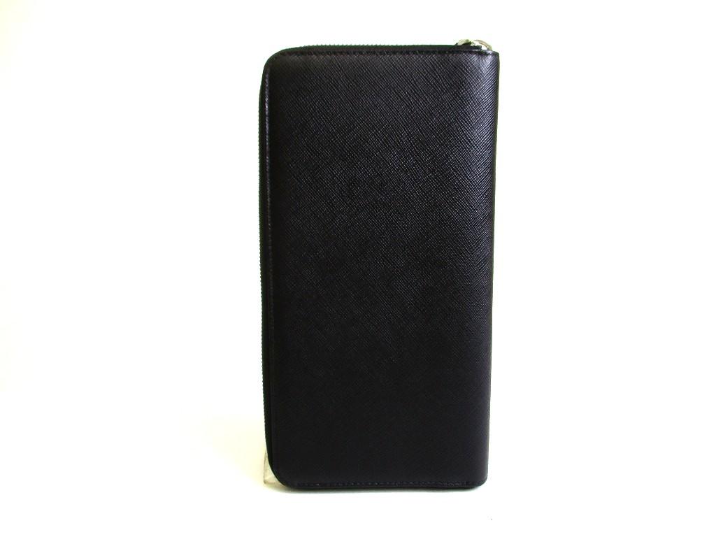 Authentic PRADA Saffiano Black Leather Round Zip Long Wallet 2ML220 #b290  Open Box