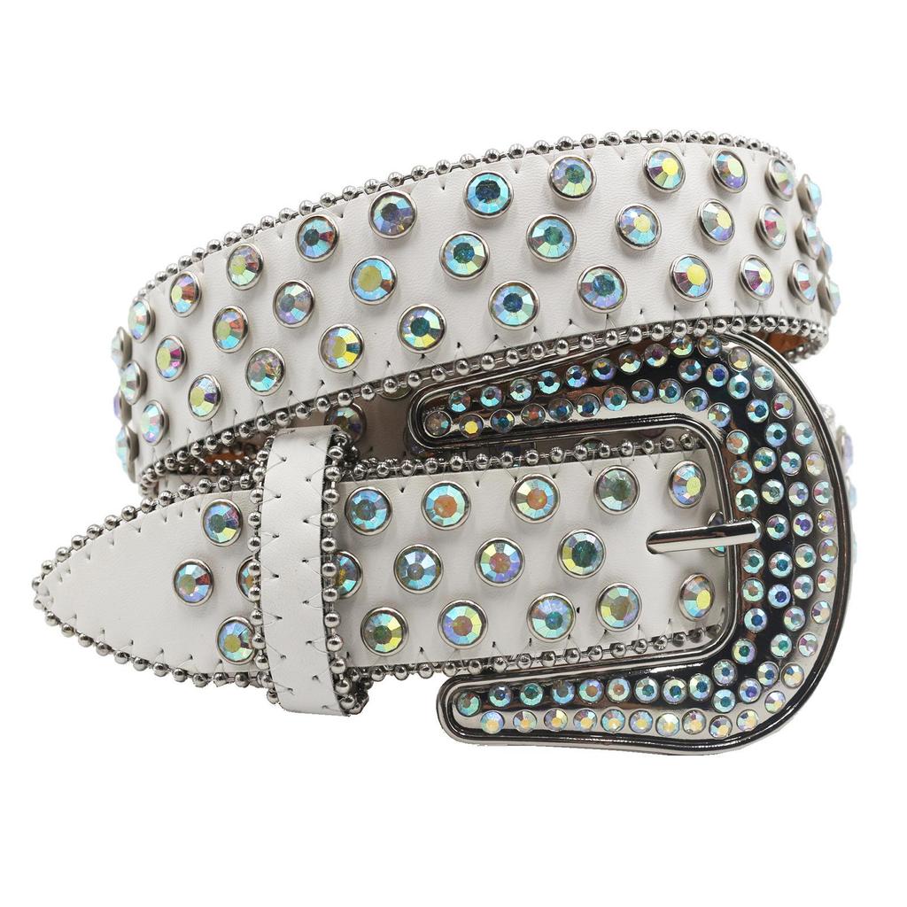 Cross-Border Punk Belt with AB Color Rhinestones In European & American Style for Men & Women