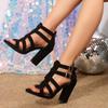 2025Fashion Buckle Strap Hollow Narrow Band Roman Women Summer Sandals Comfort Narrow Band High Heels Peep Toe Party Shoes