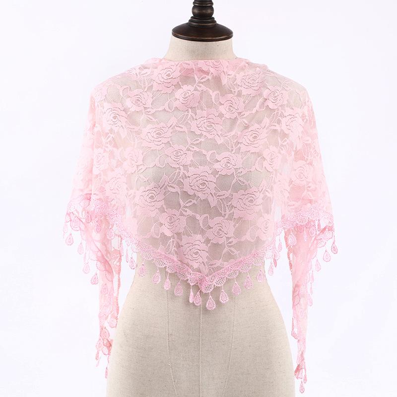 Women Rose Lace Veil Scarf Bandana Church Prayer Wedding Mantilla Chapel White Embroidered Hijab Women Scarves