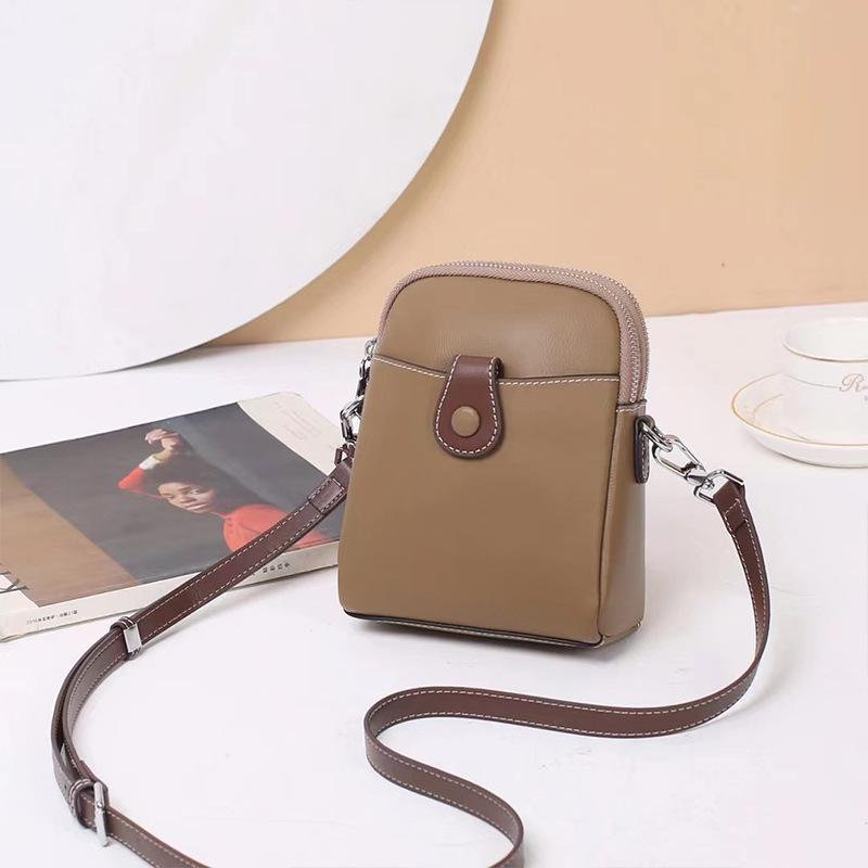 Genuine Leather Women's Bag Phone Bag 2025 New Trendy Mini Cowhide Crossbody Bag Fashion Vertical Single Shoulder Coin Small Bag